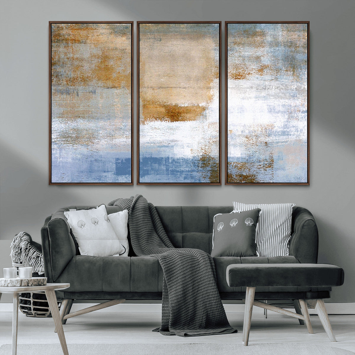 Blue Multi Panel Abstract Wall Art Canvas, Abstract Blue and