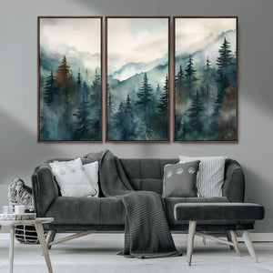 Serenity Forest Wall Art Canvas | Foggy Mountain Landscape