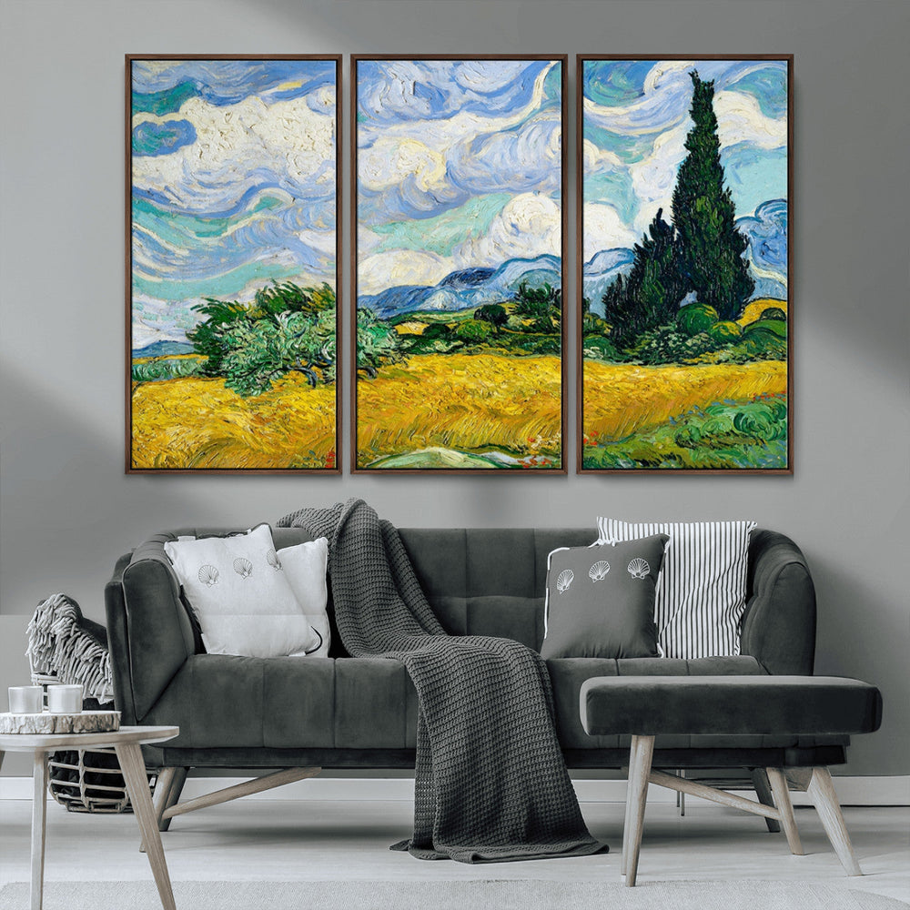 Wheatfield With Cypresses By Van Gogh Painting Wall Art