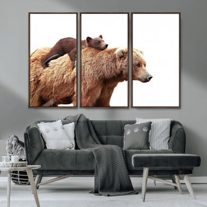 Mother and Baby Bear Canvas Wall Art - Adorable Wildlife