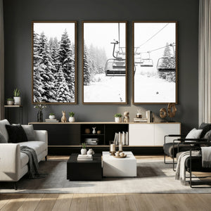 Ski Wall Art - Ski Lift Wall Art Canvas Print Snow Covered