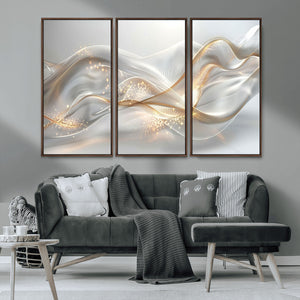 Abstract art Grey and Gold Lines Wall Art