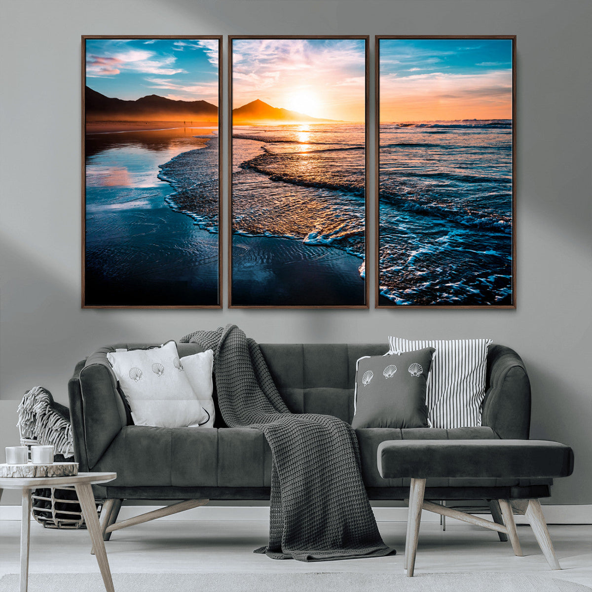 Sunset Beach Ocean Canvas Wall Art – Tranquil Ocean