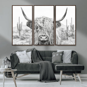 Rustic Charm | Cow Longhorn Black White Bighorn Wall Art