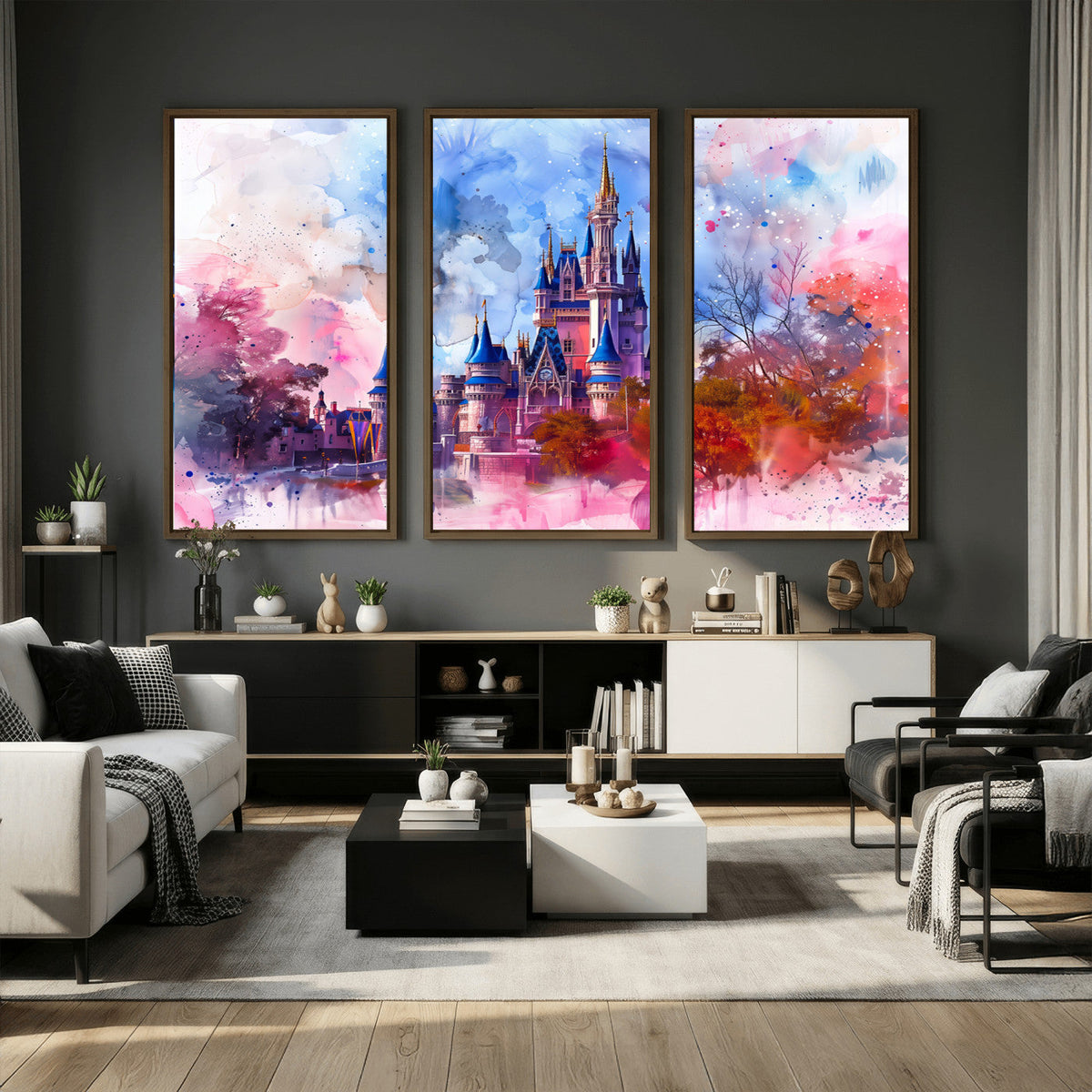 Disney Wall Art: Dreamy Watercolor Cinderella Castle Canvas