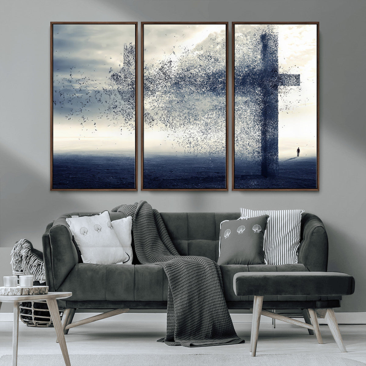 Jesus and the Fading Cross Wall Art Print – Symbol of Faith,