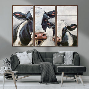 Vintage Baby and Mom Cattle Wall Art Canvas Print