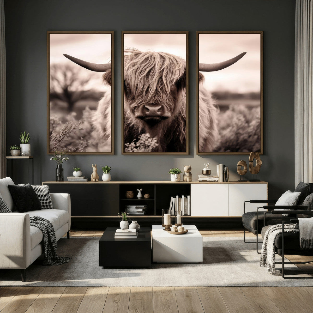 Scottish Cow Longhorn Wall Art Canvas Print