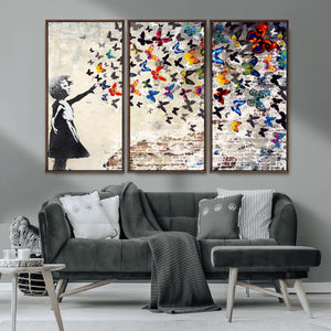Banksy Graffiti Wall Art Canvas Print: Girl Releasing