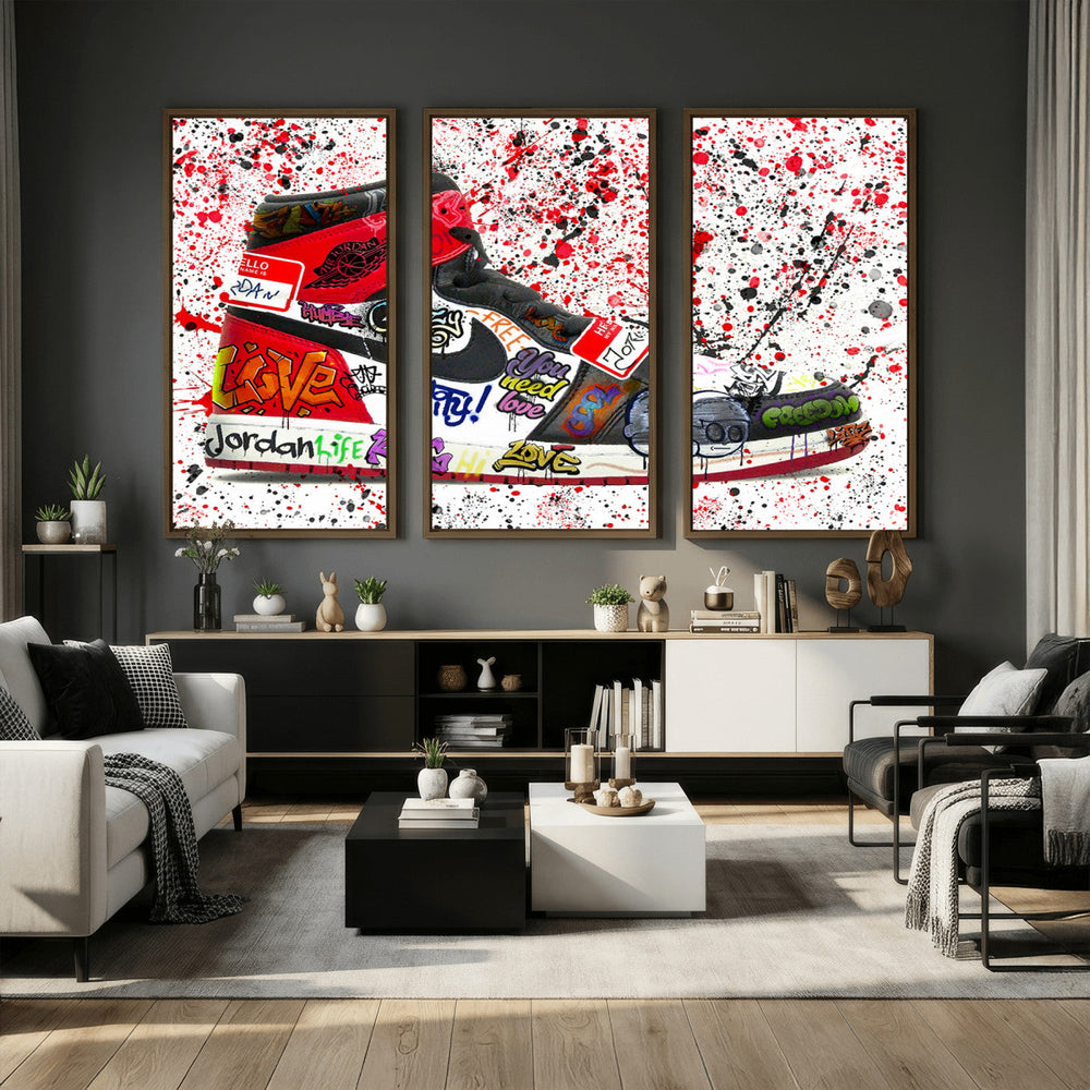Jordan Shoes Graffiti Wall Art Canvas Print- Jordan Graffiti