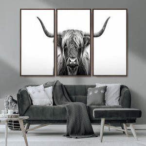 Highland Wall Art Canvas Print – Minimalist Black and White