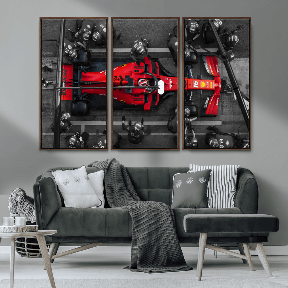 Ferrari Pit Stop Canvas Wall Art – Precision and Speed