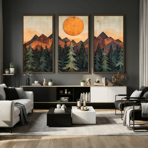 Sunset Mountain Landscape Canvas Wall Art Print - Nature