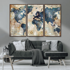 World Map Canvas Print – Framed Wall Art for Couples,