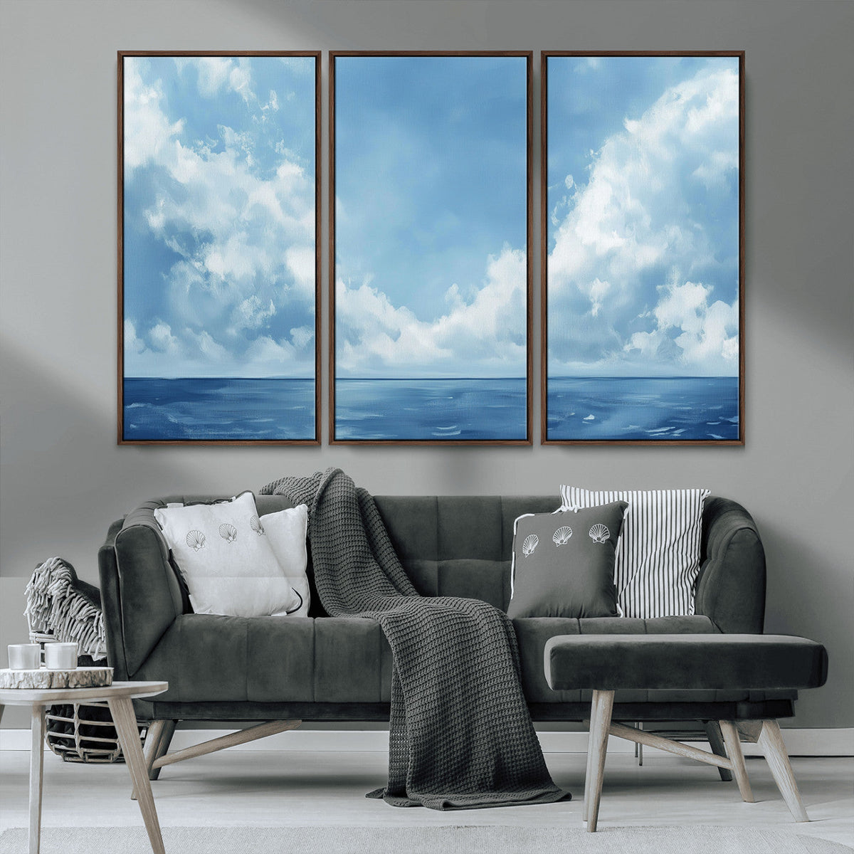 Abstract Ocean Print Artwork- Serene Blue Ocean Canvas Wall