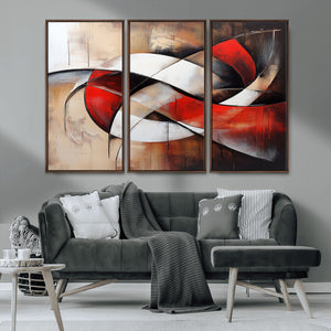 Abstract Wall Art - Modern Red and White Canvas Wall Art