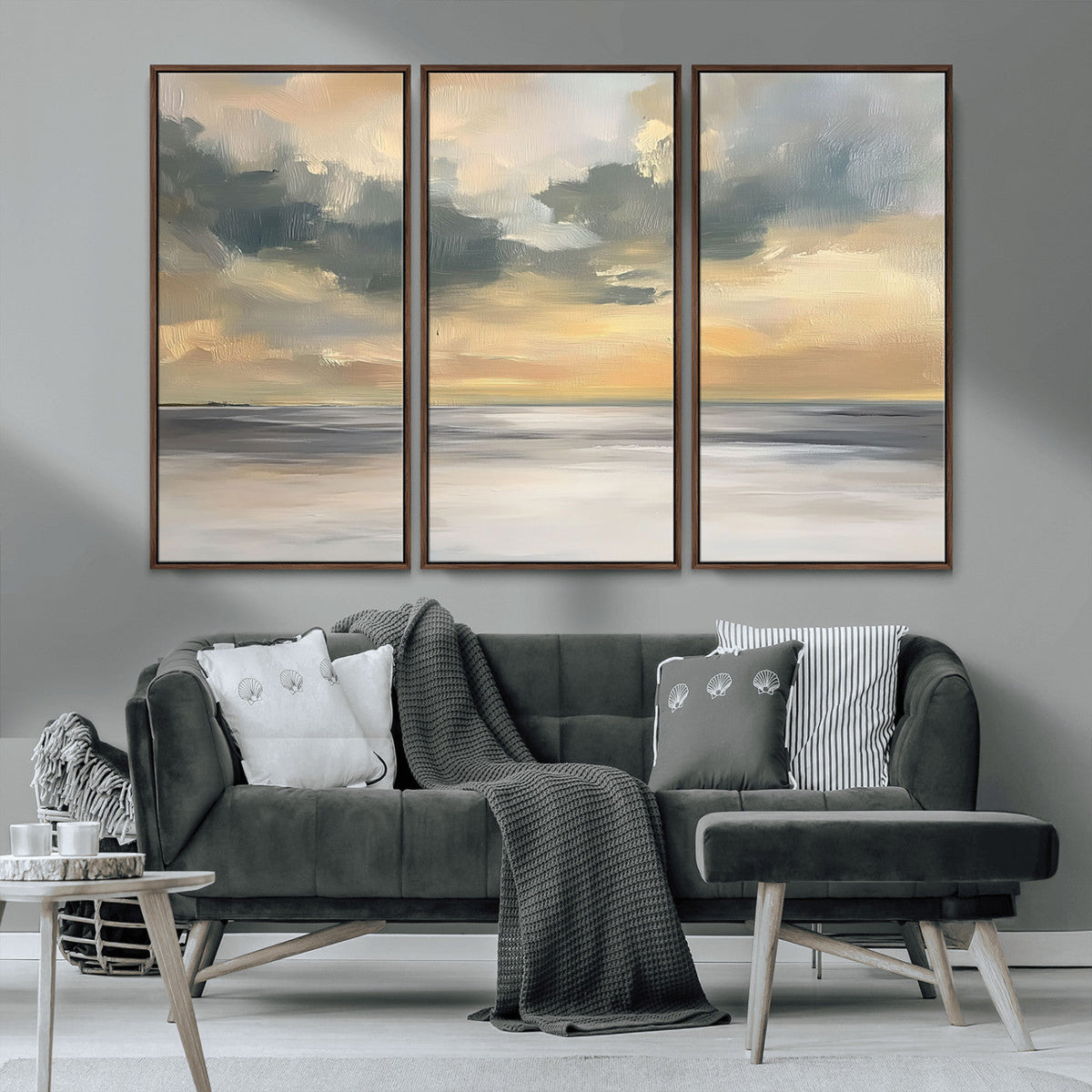 Modern Coastal Artwork with Vibrant Abstract Ocean Waves
