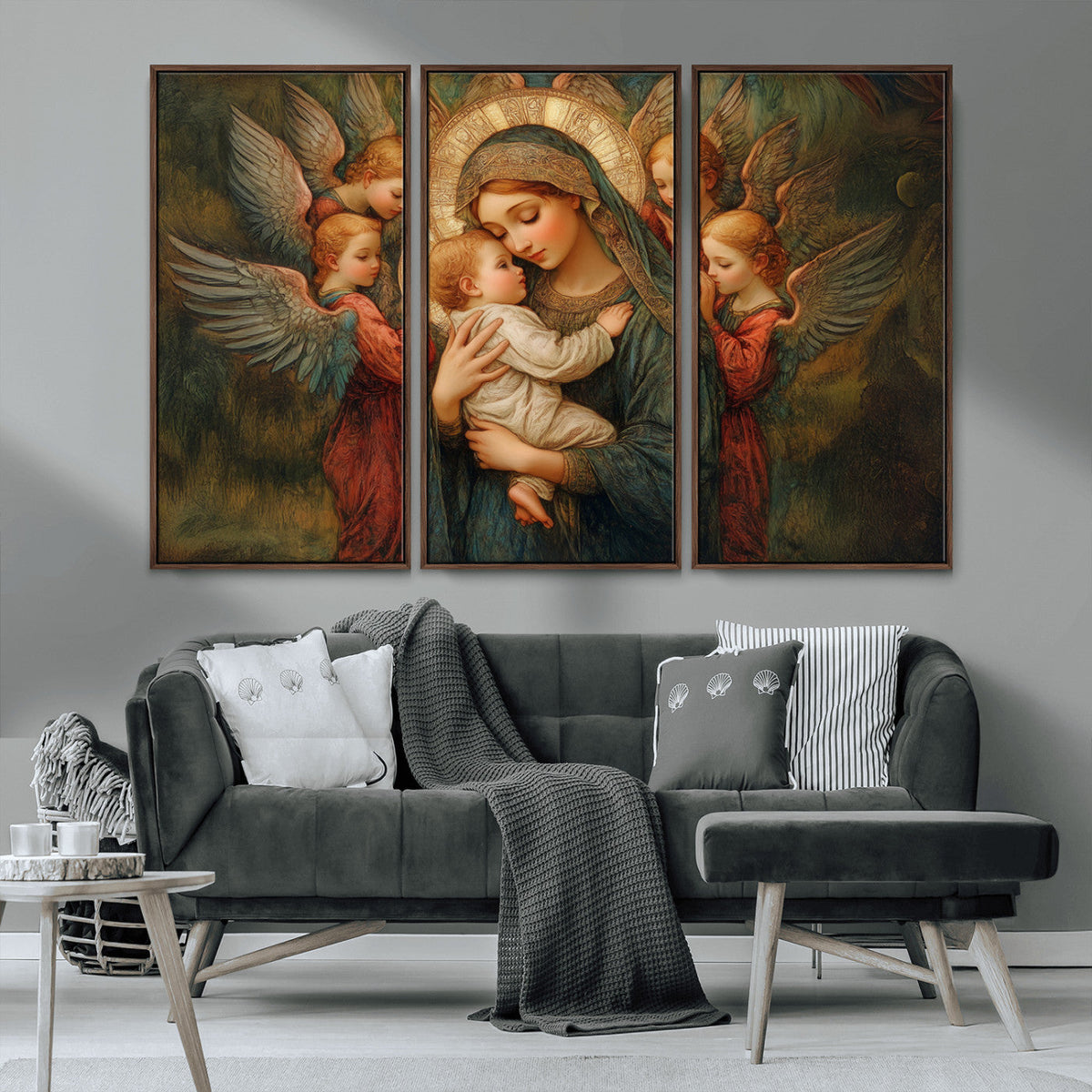 Mary Jesus Canvas Wall Art Print - Madonna and Child with