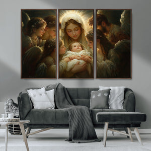 Mary Jesus Canvas Wall Art Print - Madonna and Child with