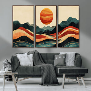 Mountain Triptych Wall Art Canvas Print – Western Nature