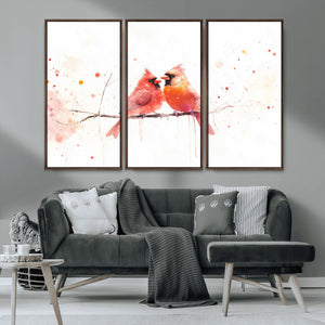 Cardinal Bird Canvas Wall Art - Male and Female Cardinal