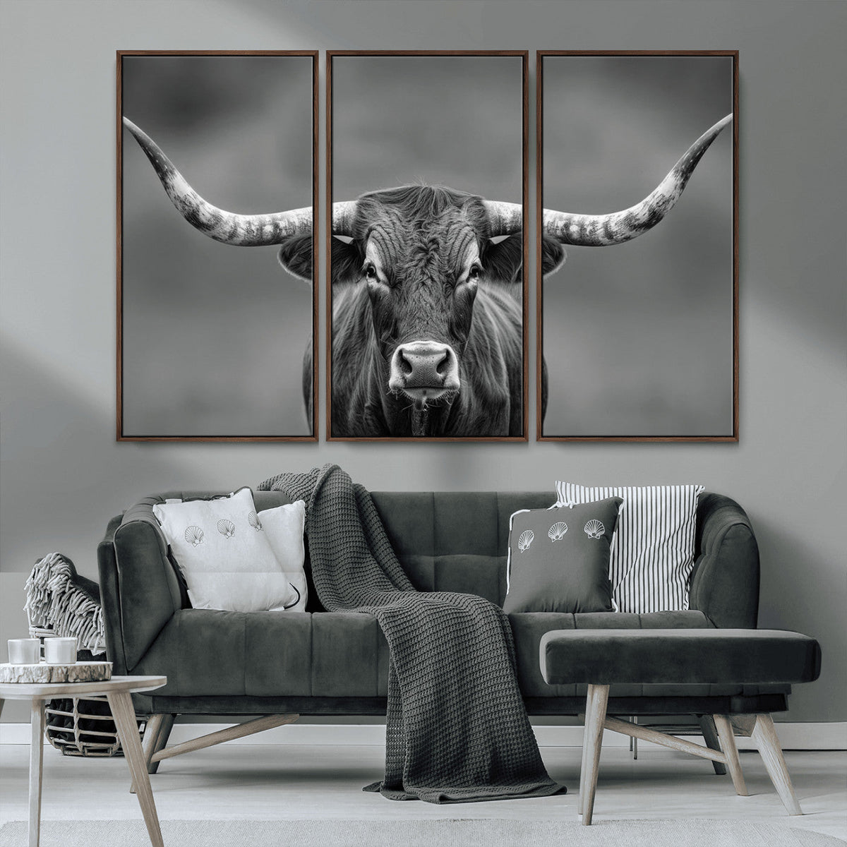 Texas Longhorn Wall Art Canvas Print – Framed Western Bull