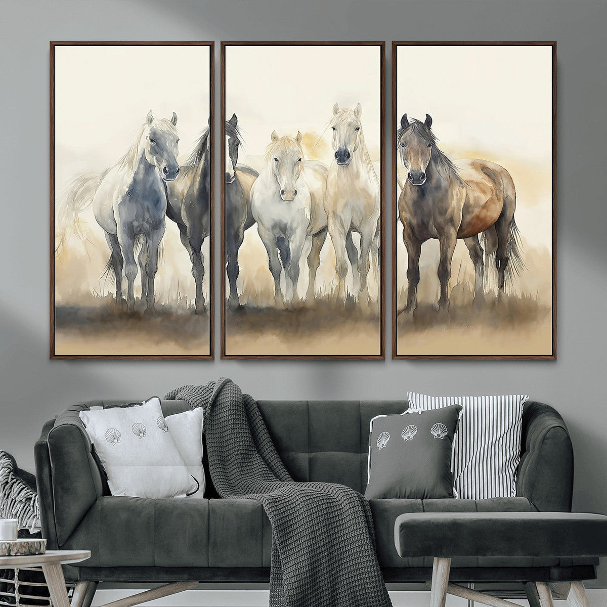 Wild Horses Wall Art Canvas Print, Framed Running Horses Art