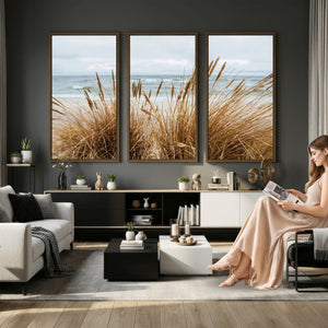 Beach Grass Wall Art Canvas Print – Framed Coastal Dunes Art