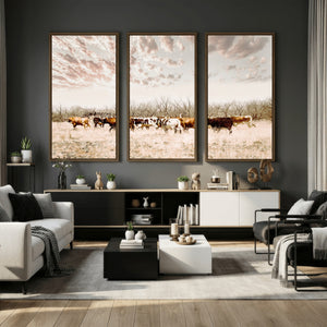 Longhorn Cattle Wall Art Canvas Print – Framed Texas Ranch