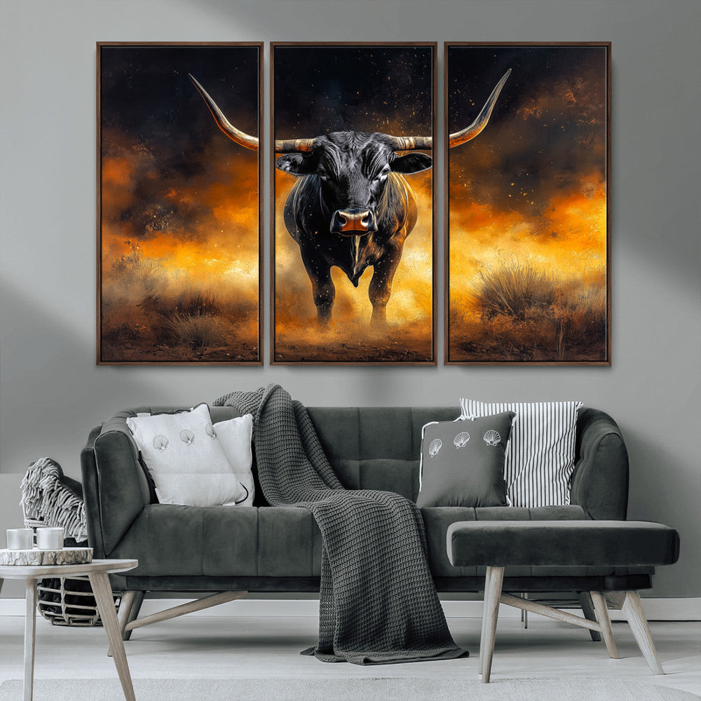 Longhorn Canvas Wall Art Canvas Print – Framed Bold Bull