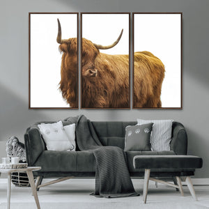 Highland Cow Wall Art Canvas Print – Framed Farmhouse Rustic