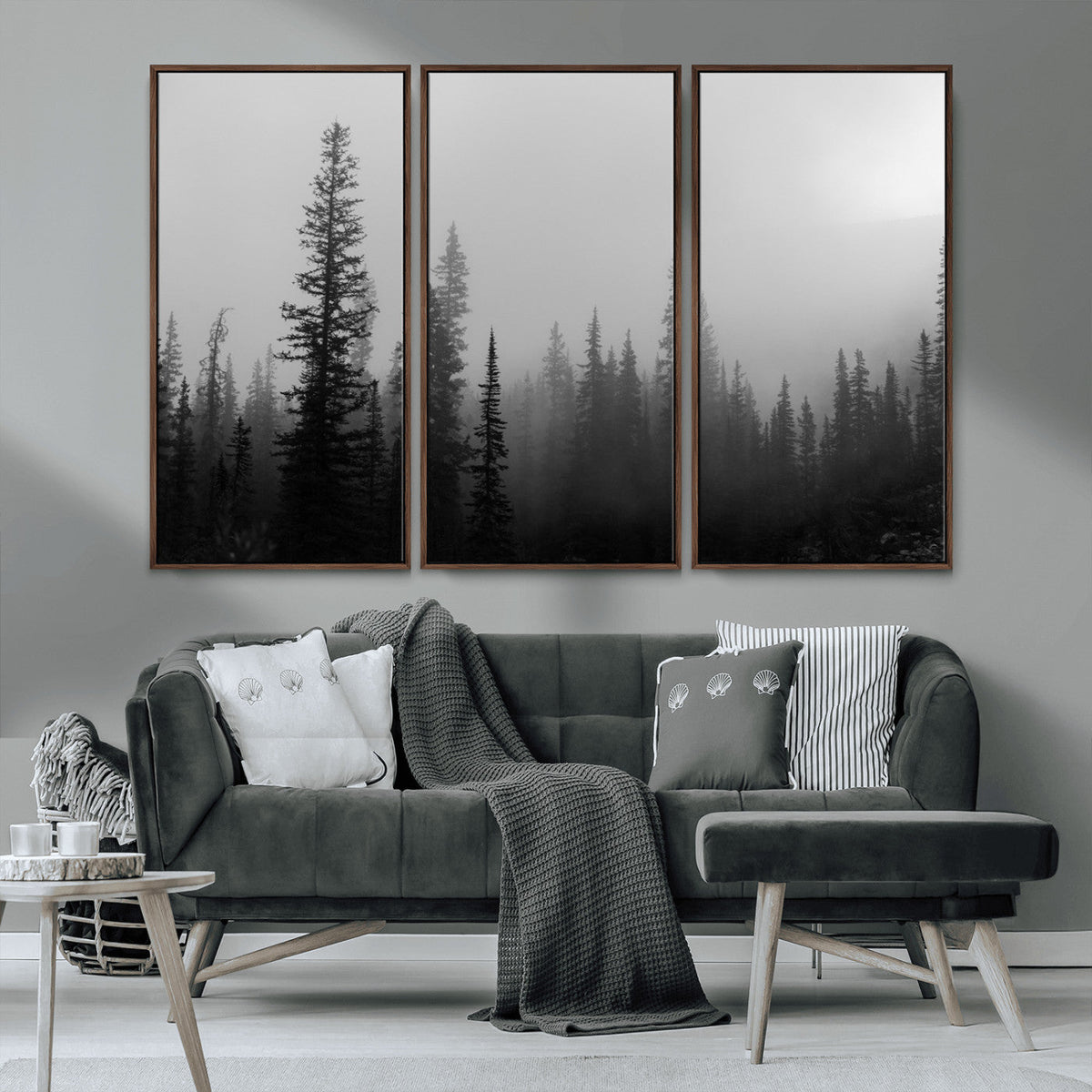 Misty Pines Wall Art Canvas Print – Framed Woodland