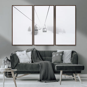 Ski Lift Wall Art Canvas Print – Snowy Alpine Landscape