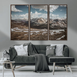 Mountain Landscape Wall Art Canvas Print – Framed Snowy