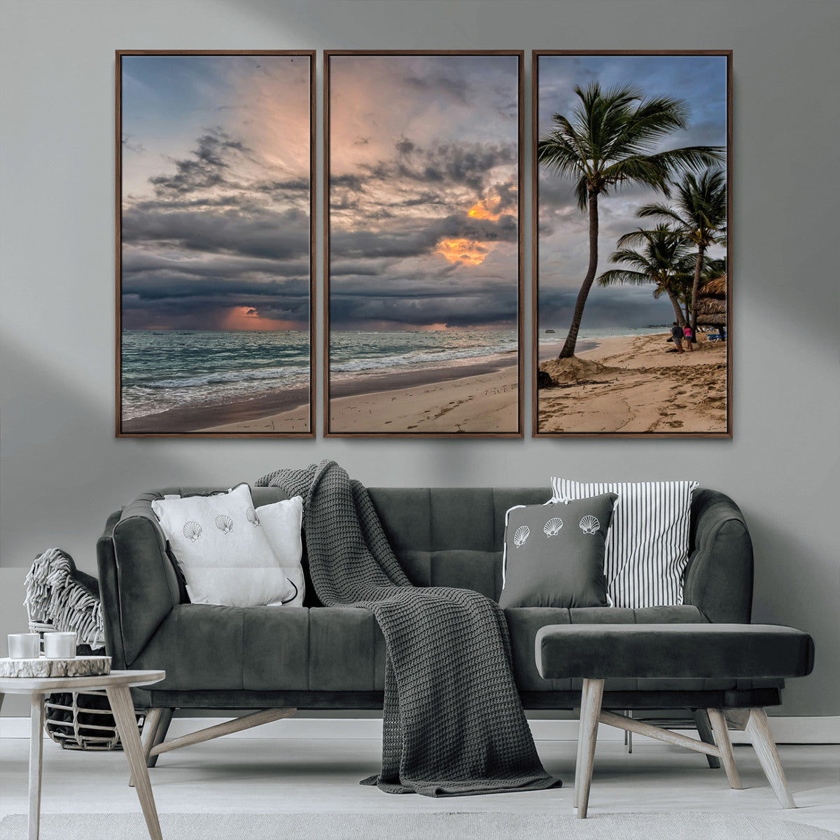 Tropical Storm Wall Art Canvas Print – Framed Moody Beach