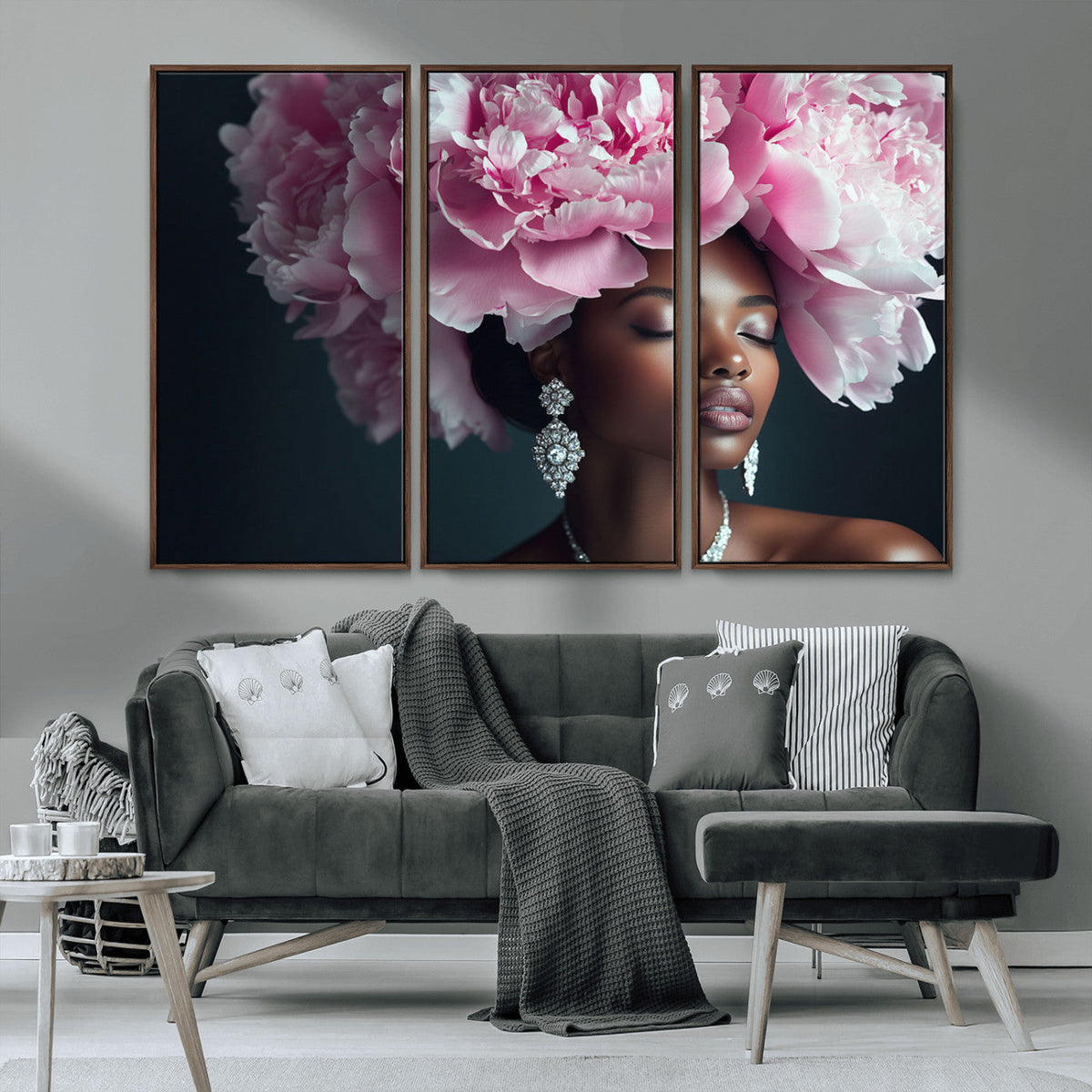 Black Beauty Petal Crown Wall Art Canvas Print – Floral