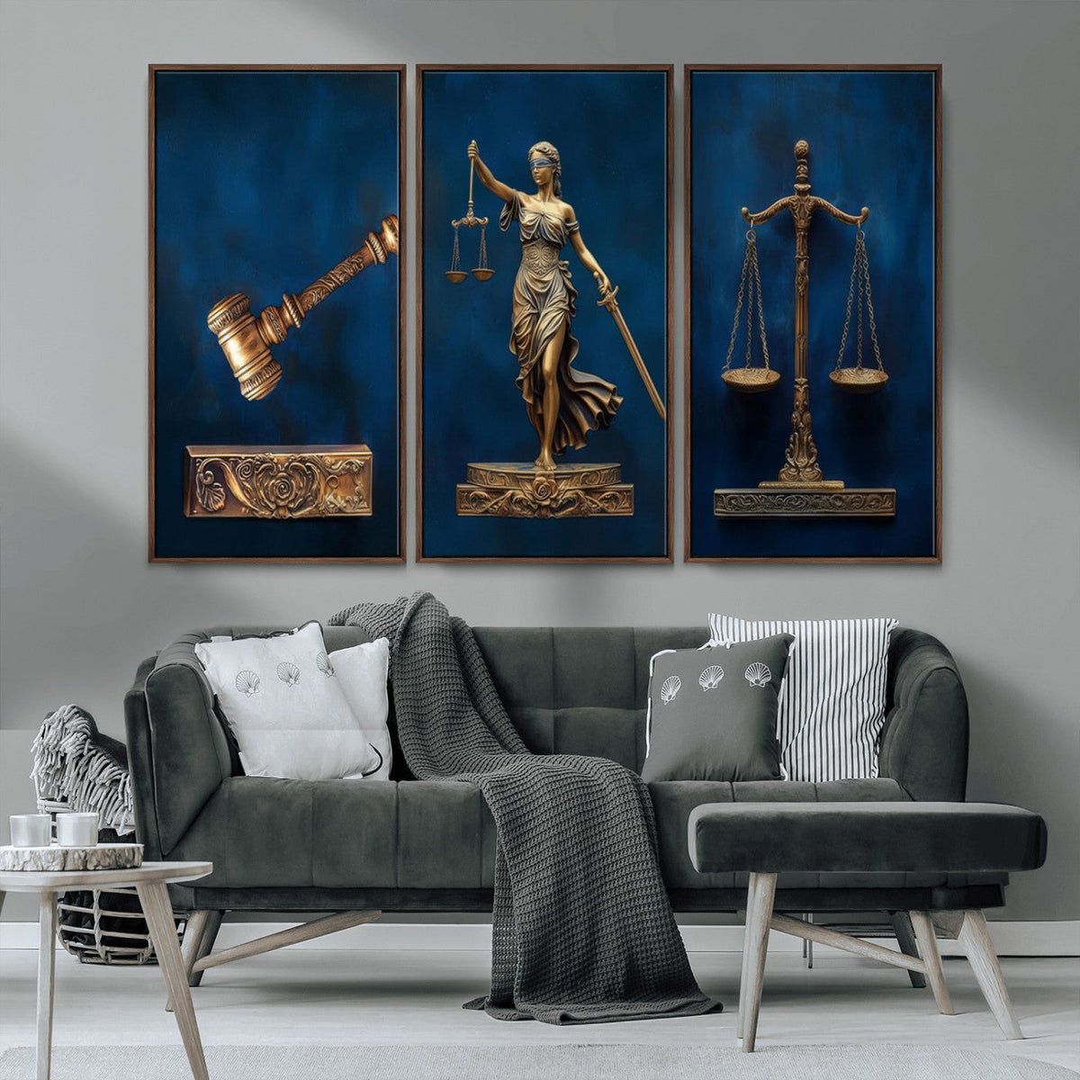 Lady Justice Wall Art Canvas Print – Elegant Gold Legal