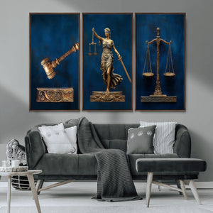 Lady Justice Wall Art Canvas Print – Elegant Gold Legal
