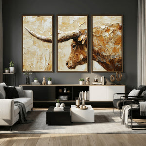 Rustic Longhorn Bull Wall Art Canvas Print – Vintage Western