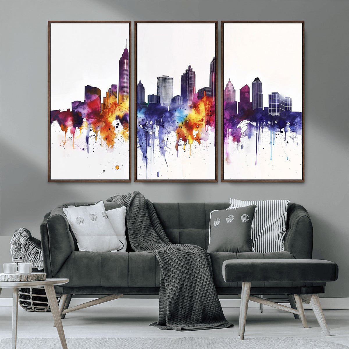 Atlanta Skyline Wall Art Canvas Print – Framed Colorful