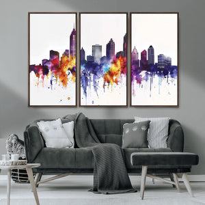 Atlanta Skyline Wall Art Canvas Print – Framed Colorful