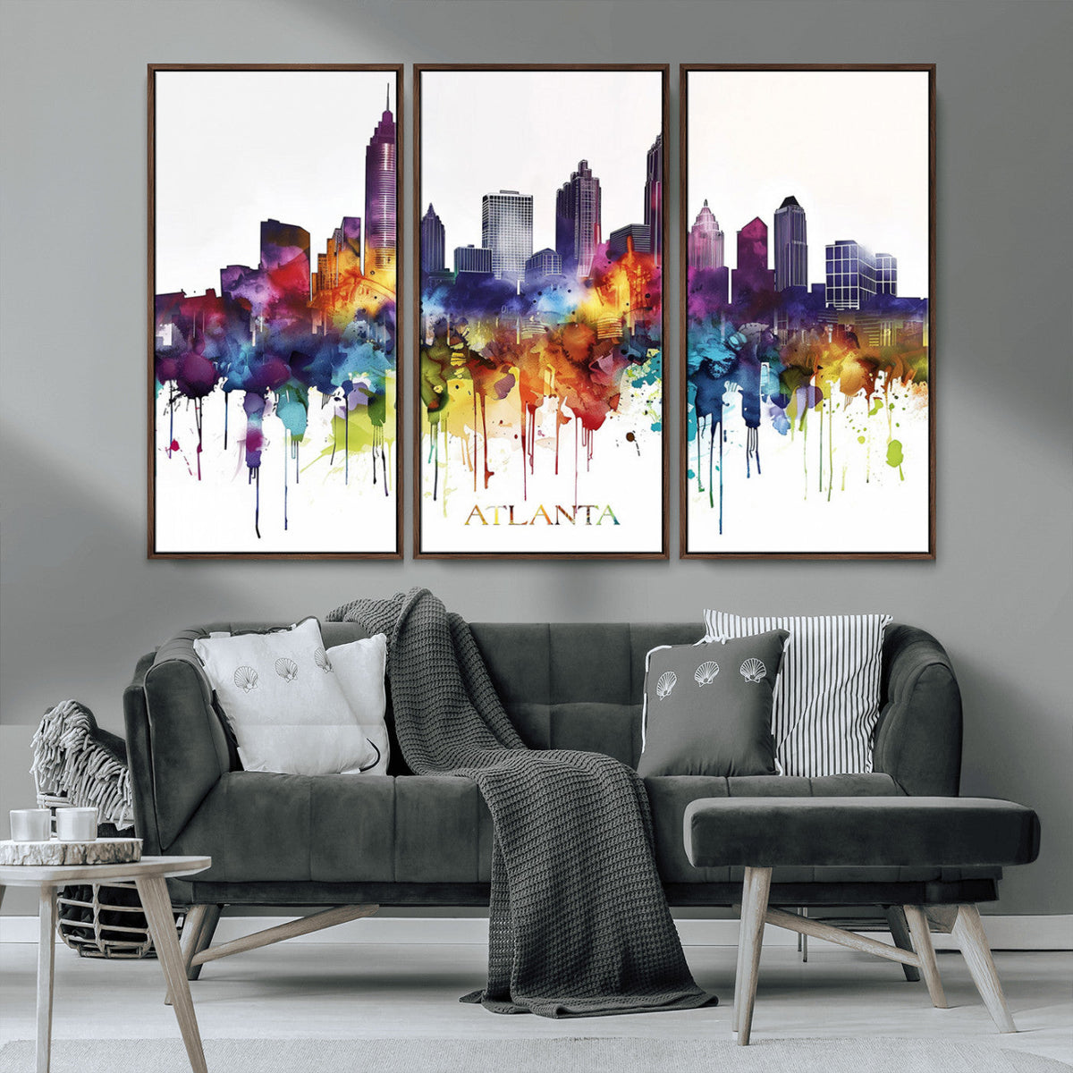 Atlanta Skyline Wall Art Canvas Print – Framed Colorful