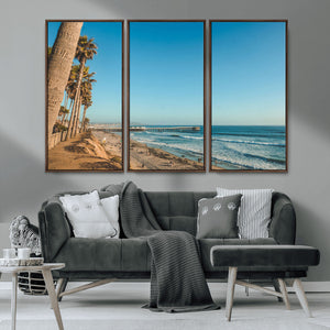 Scenic Beach Wall Art Canvas Print – Tall Palm Trees, Sandy