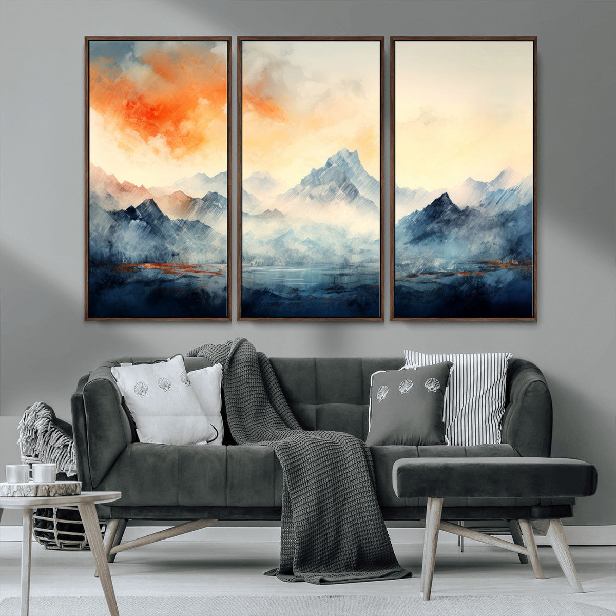 Warm Clouds Abstract Mountain Wall Art Canvas Print