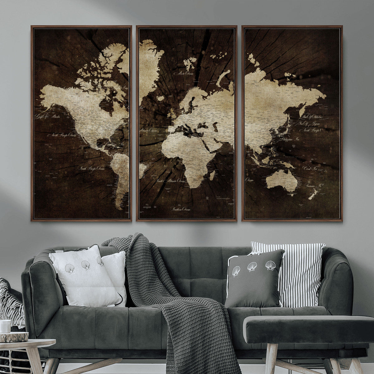 World Map Wall Art Canvas Print – Framed Travel Map Wall Art