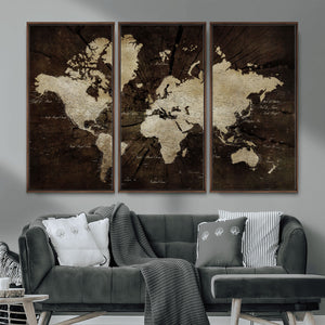 World Map Wall Art Canvas Print – Framed Travel Map Wall Art