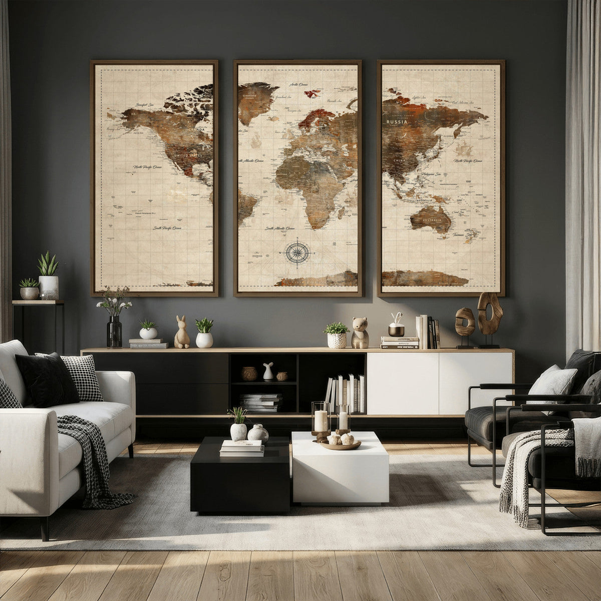 World Map Canvas Print – Framed Detailed Map of the World