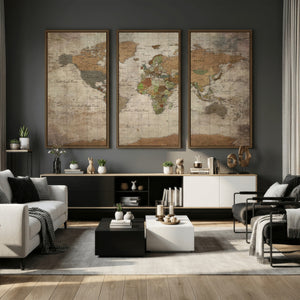 World Map Canvas Print – Framed Travel Map Wall Art for
