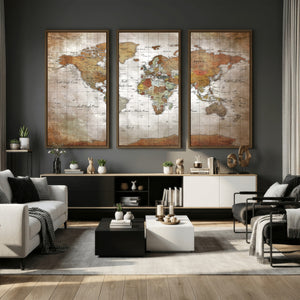 Vibrant Watercolor World Map Canvas Wall Art – Framed Travel