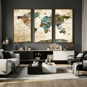World Map Canvas Print – Framed Detailed Map of the World